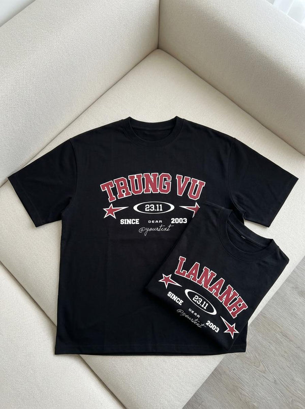 Áo Thun Oversize In Tên Basic Text Chilling Star Collage Style RIENGVN