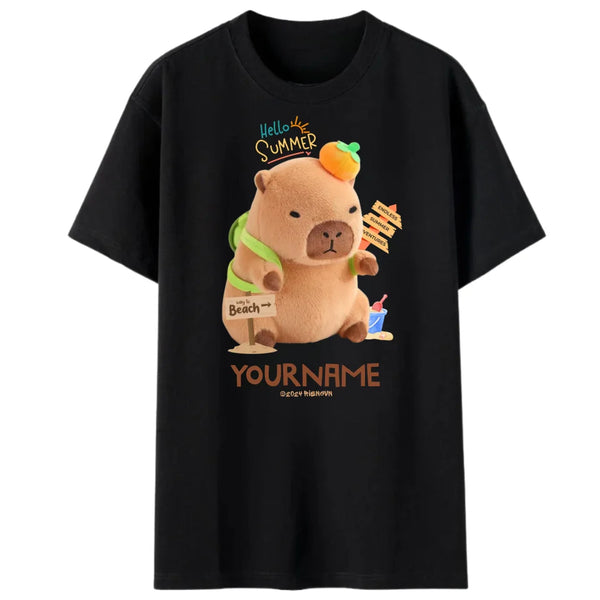 Áo Thun Oversize Cá Nhân Hóa Hello Summer Capybara RIENGVN