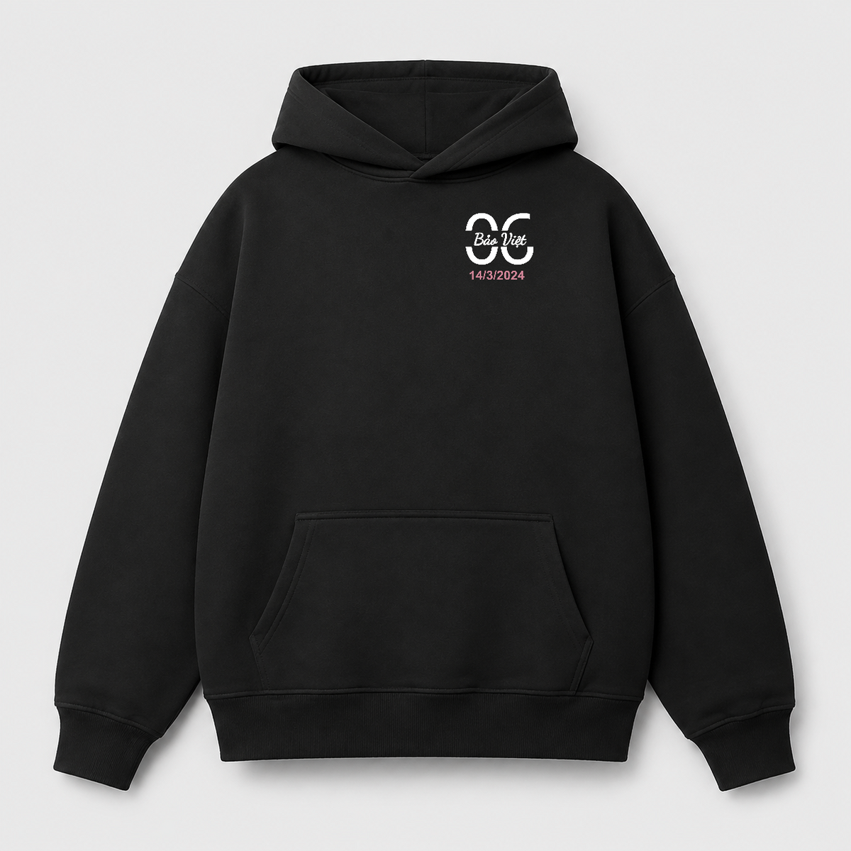 Áo hoodie Oversize In Tên Anniversary Riengvn — vùng in hoodie lớn v7
