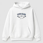Áo hoodie Oversize In Tên Basic Text Chilling Star Collage Style RIENGVN — thiết kế Trắng