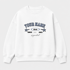 Áo sweater Oversize In Tên Basic Text Chilling Star Collage Style RIENGVN — thiết kế Trắng