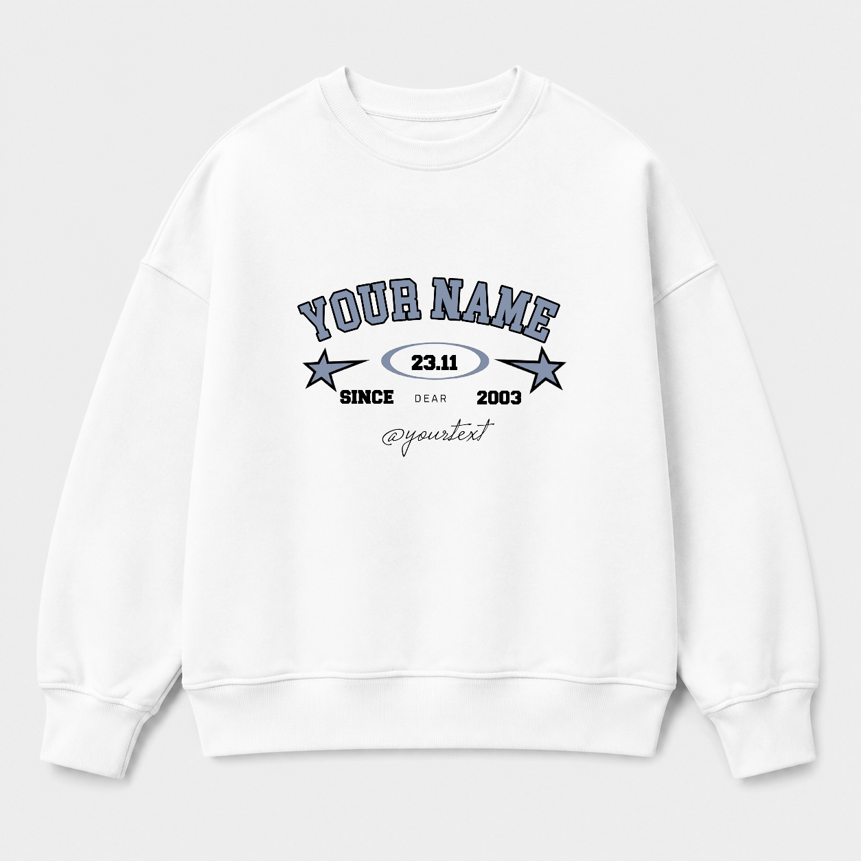Áo sweater Oversize In Tên Basic Text Chilling Star Collage Style RIENGVN — thiết kế Trắng