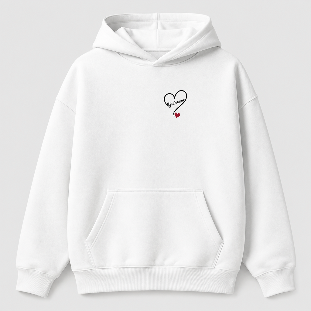 Áo hoodie Oversize Cá Nhân Hóa Basic Mã 004 RIENGVN — thiết kế Trắng