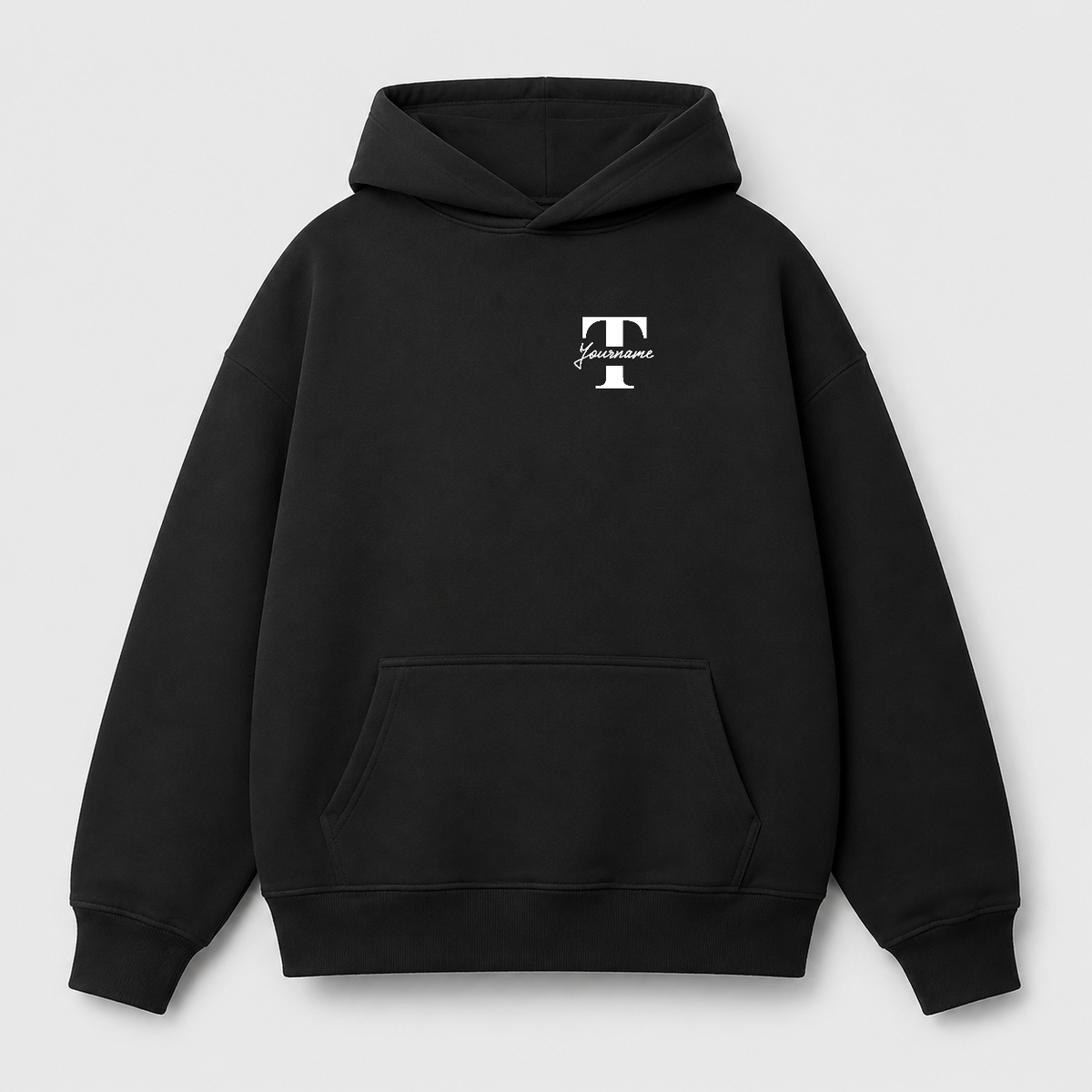 Áo hoodie Oversize In Tên Text Split Riengvn — thiết kế Đen
