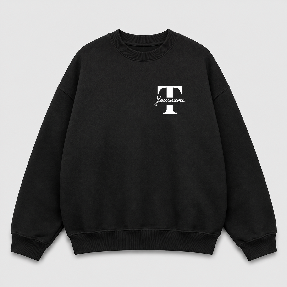 Áo sweater Oversize In Tên Text Split Riengvn — thiết kế Đen