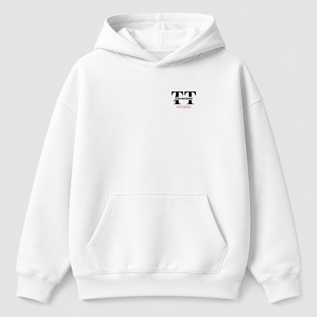 Áo hoodie Oversize In Tên Text Split 2 Riengvn — thiết kế Trắng