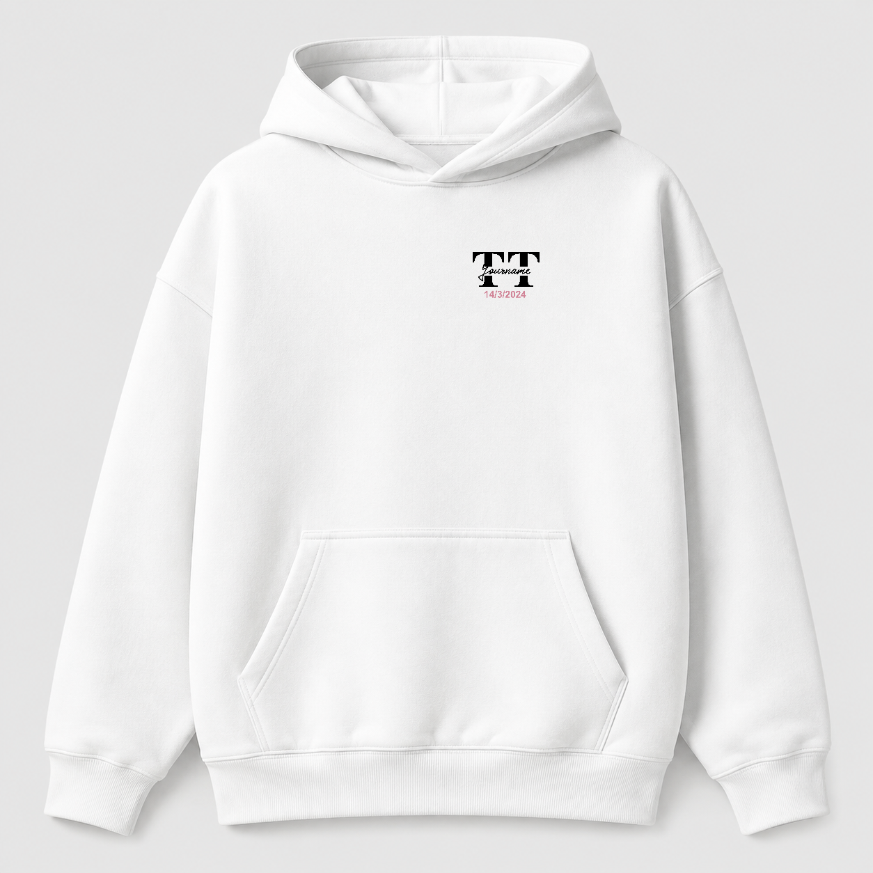 Áo hoodie Oversize In Tên Text Split 2 Riengvn — thiết kế Trắng