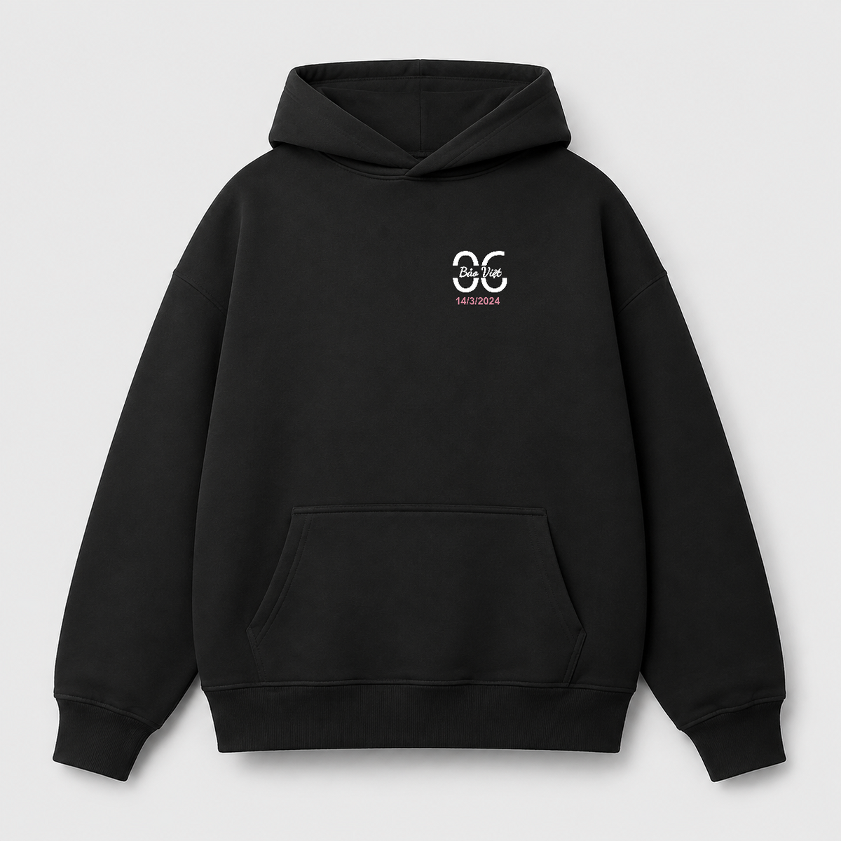 Áo hoodie Oversize In Tên Anniversary Riengvn — thiết kế Đen