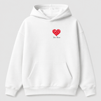 Áo hoodie Shape Heart In tên — thiết kế Trắng