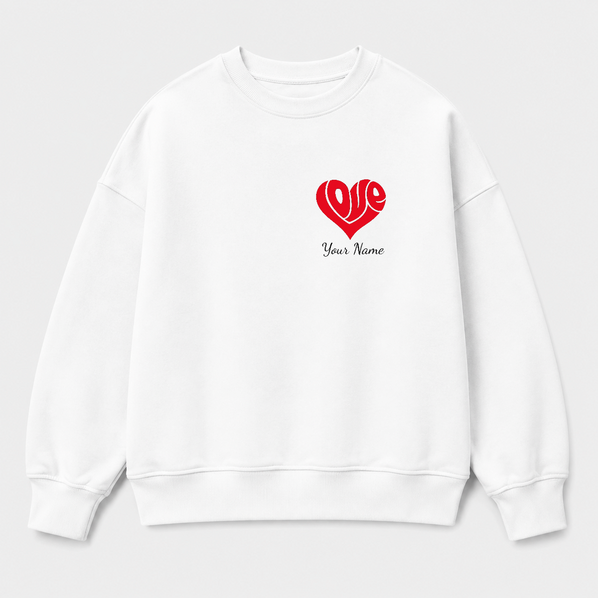 Áo sweater Shape Heart In tên — thiết kế Trắng