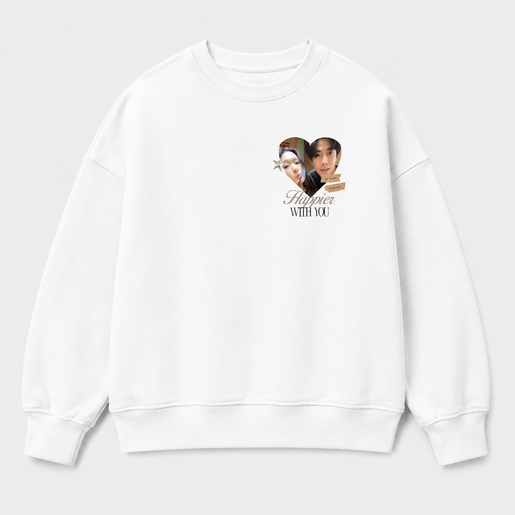 Áo sweater Cá nhân hoá Image Heart — thiết kế Trắng