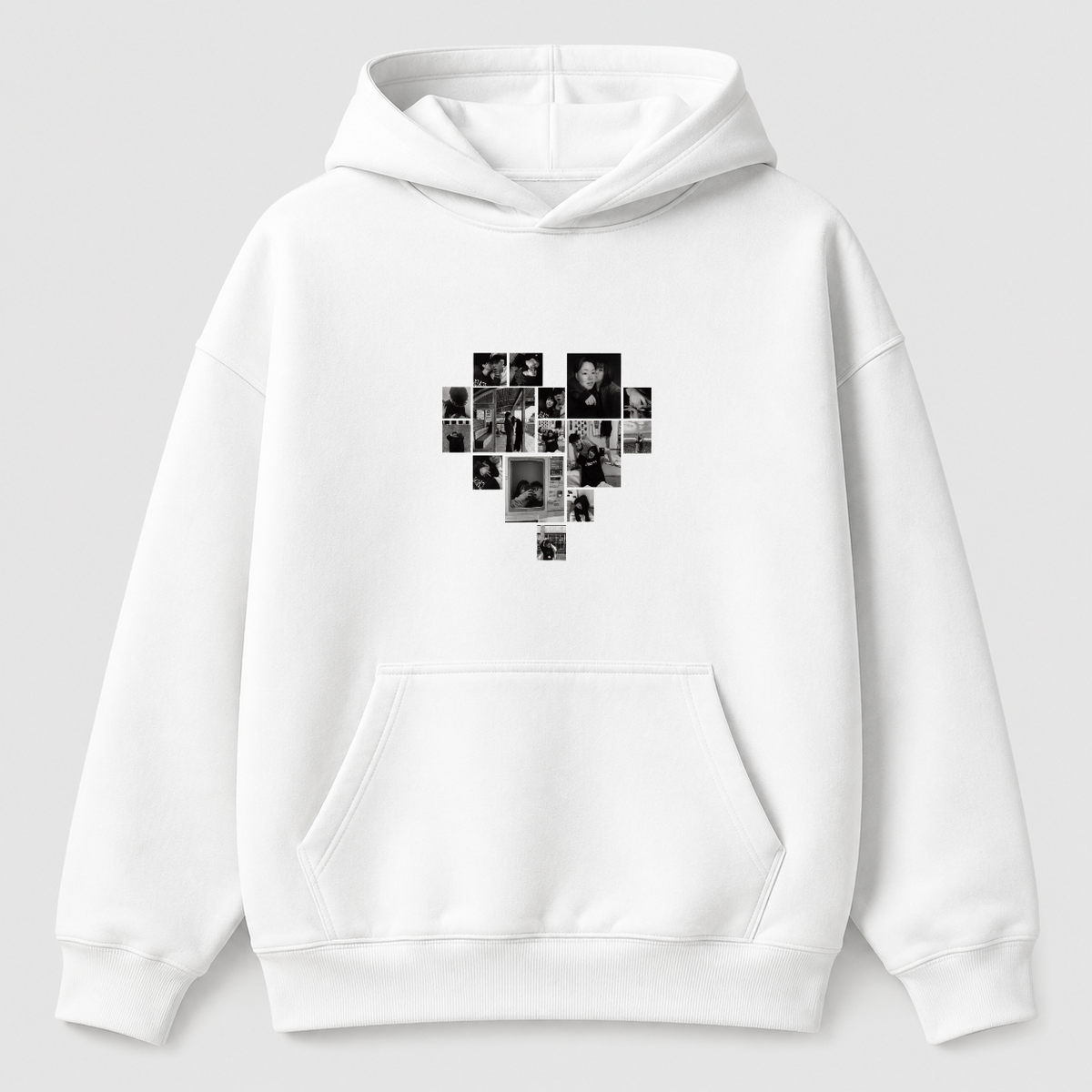 Áo hoodie Multi Image Heart Riengvn — thiết kế Trắng