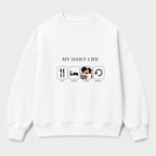 Áo sweater Eat Sleep Love Repeat Riengvn — thiết kế Trắng