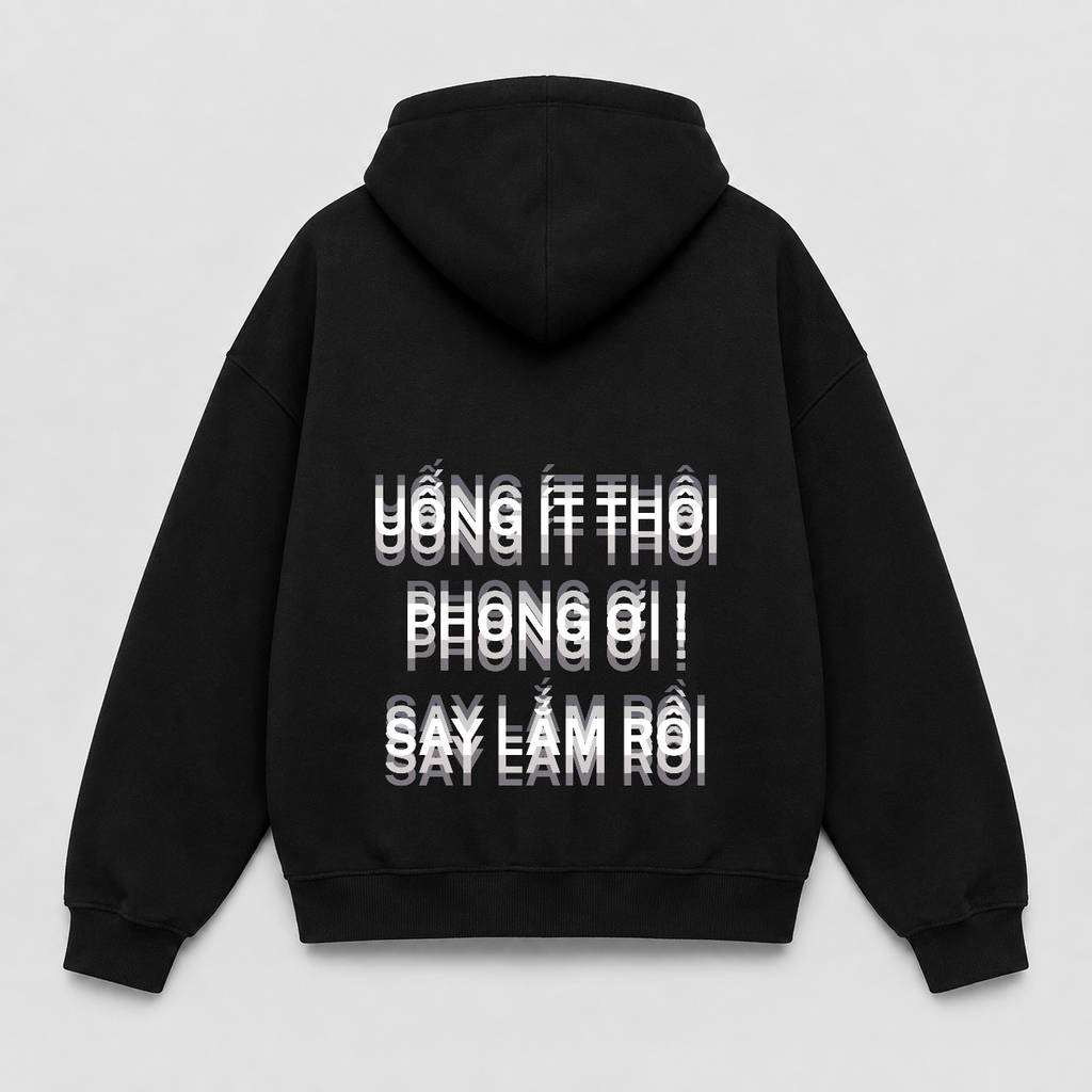 Áo hoodie Uống Ít Thôi — thiết kế Đen