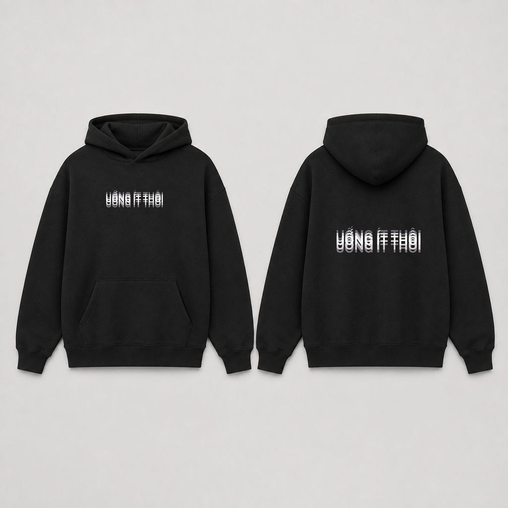 Áo hoodie Uống Ít Thôi In Theo Yêu cầu — thiết kế Đen
