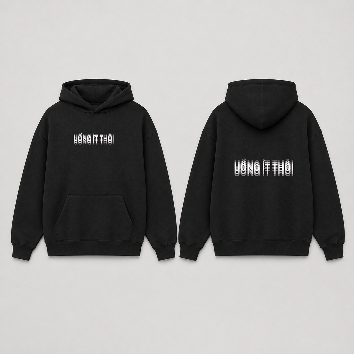 Áo hoodie Uống Ít Thôi In Theo Yêu cầu — thiết kế Đen