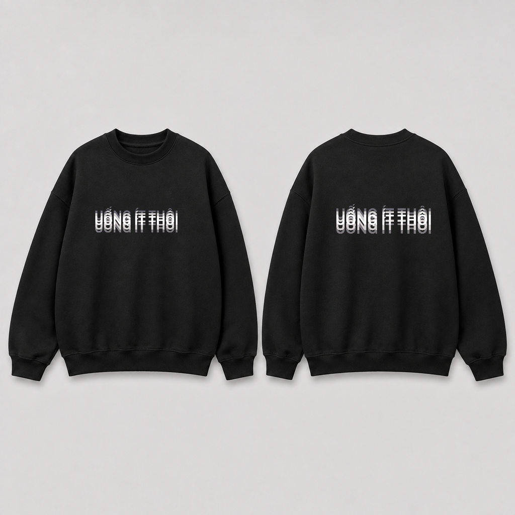 Áo sweater Uống Ít Thôi In Theo Yêu cầu — thiết kế Đen