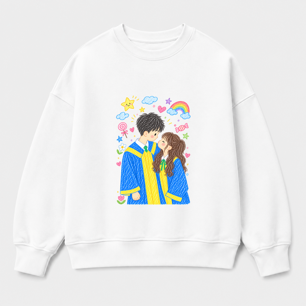 Áo sweater Chân Dung Sáp Màu Cá Nhân Hóa RIENGVN — thiết kế Trắng