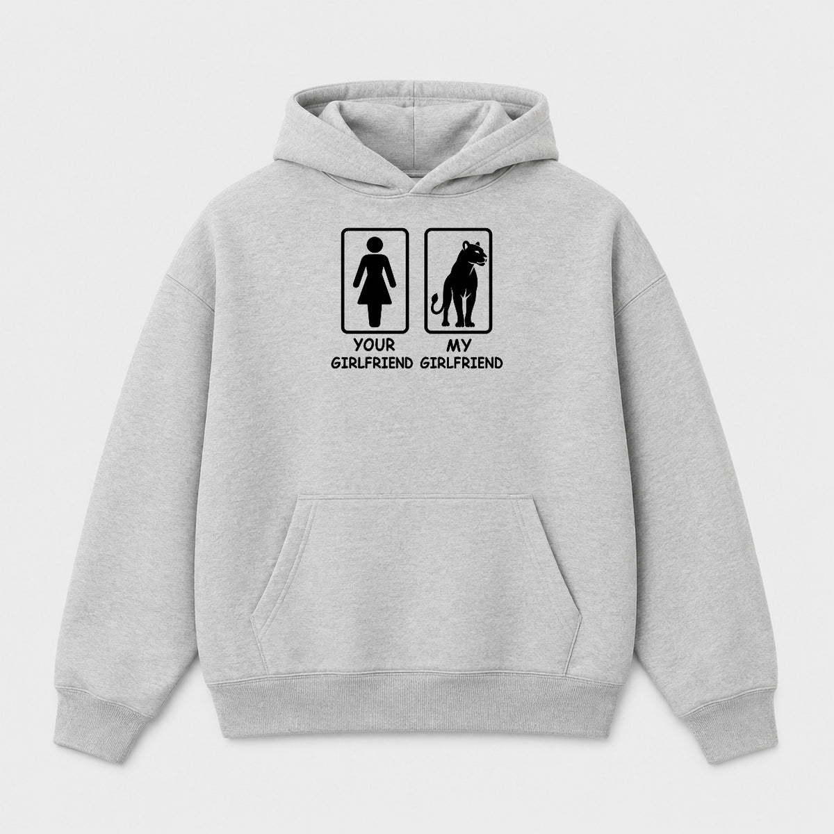 Áo Hoodie Your Girlfriend My Girlfriend – Chọn Sư Tử / Cô Gái | RIENGVN — Xám — Sư tử