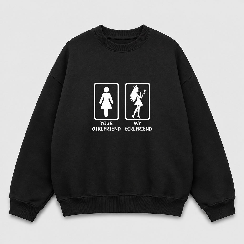 Áo Sweater Your Girlfriend My Girlfriend – Chọn Sư Tử / Cô Gái | RIENGVN — Đen — Cô gái