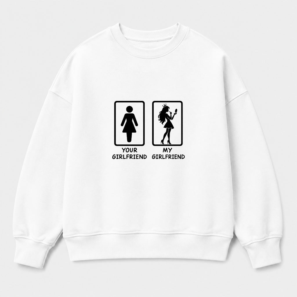 Áo Sweater Your Girlfriend My Girlfriend – Chọn Sư Tử / Cô Gái | RIENGVN — Trắng — Cô gái