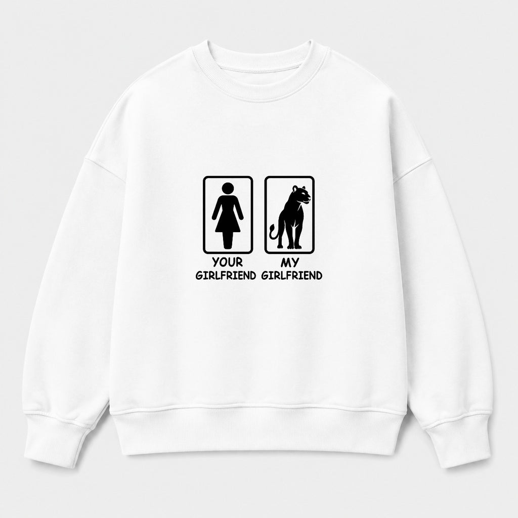 Áo Sweater Your Girlfriend My Girlfriend – Chọn Sư Tử / Cô Gái | RIENGVN — Trắng — Sư tử
