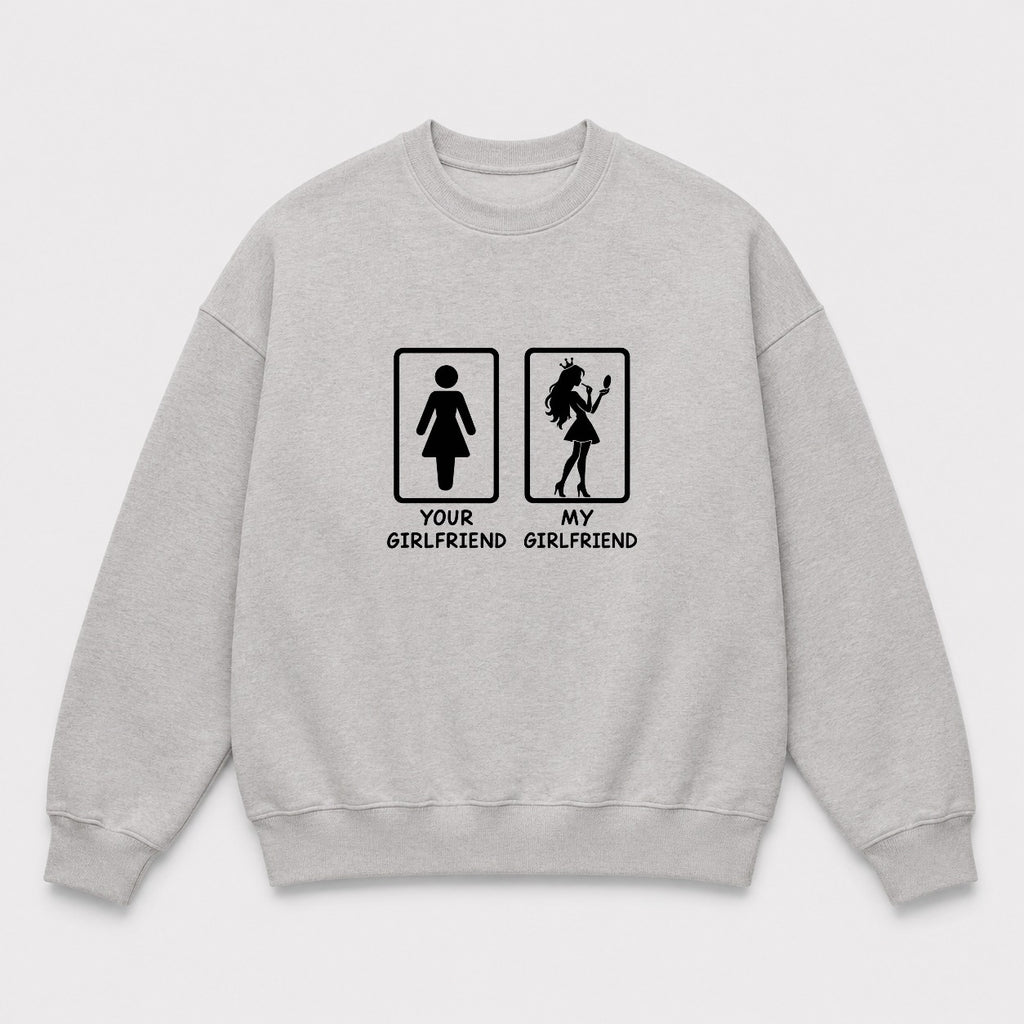 Áo Sweater Your Girlfriend My Girlfriend – Chọn Sư Tử / Cô Gái | RIENGVN — Xám — Cô gái