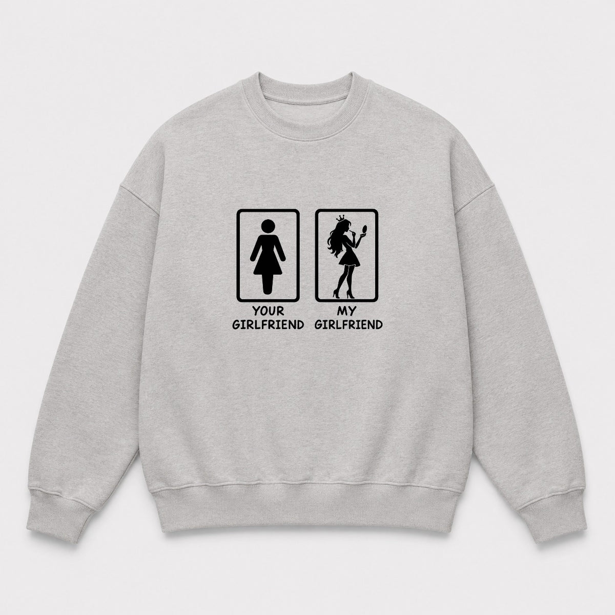 Áo Sweater Your Girlfriend My Girlfriend – Chọn Sư Tử / Cô Gái | RIENGVN — Xám — Cô gái