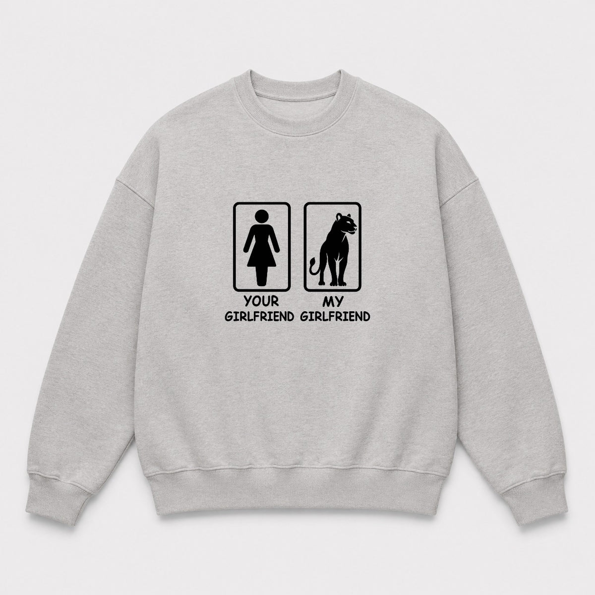 Áo Sweater Your Girlfriend My Girlfriend – Chọn Sư Tử / Cô Gái | RIENGVN — Xám — Sư tử
