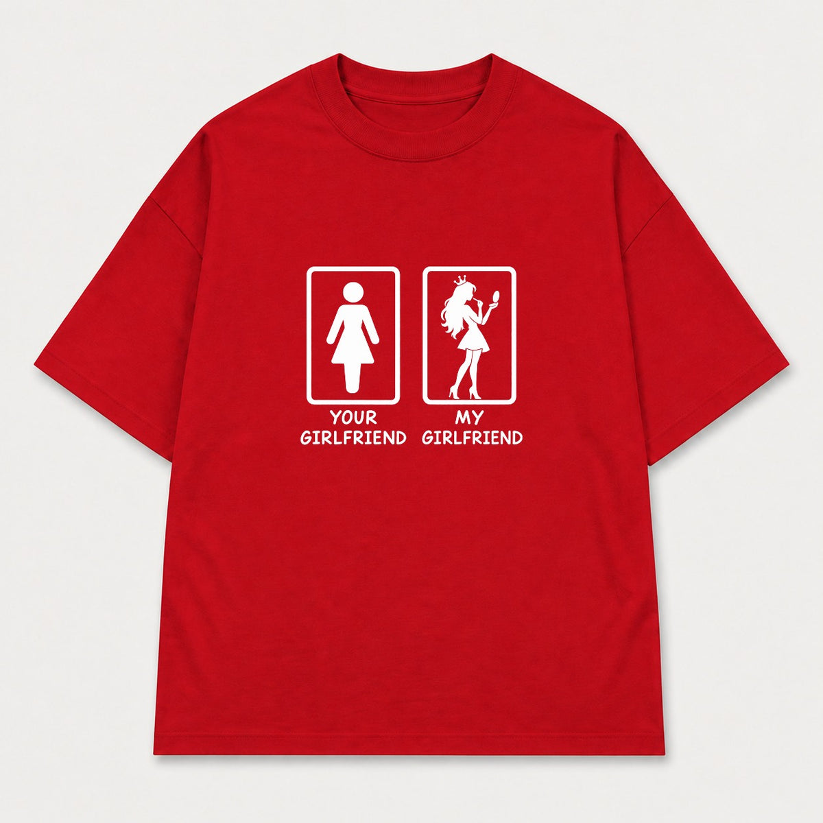 Áo Thun Your Girlfriend My Girlfriend – Chọn Sư Tử / Cô Gái | RIENGVN — Đỏ — Cô gái