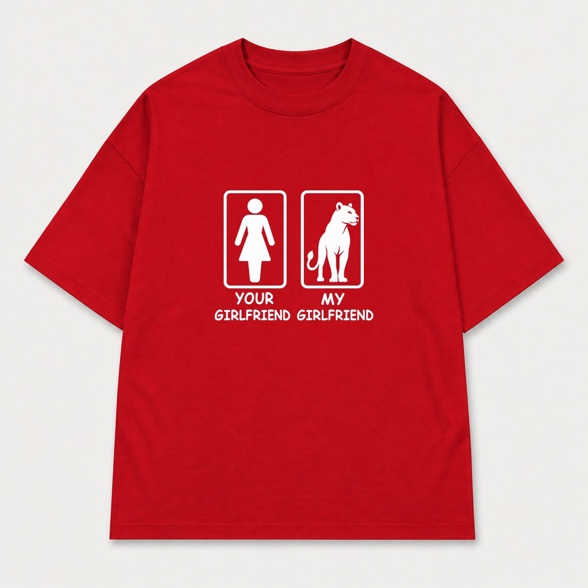Áo Thun Your Girlfriend My Girlfriend – Chọn Sư Tử / Cô Gái | RIENGVN — Đỏ — Sư tử