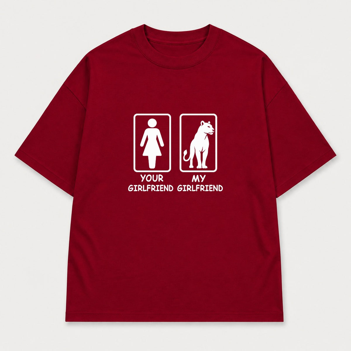 Áo Thun Your Girlfriend My Girlfriend – Chọn Sư Tử / Cô Gái | RIENGVN — Đỏ đô — Sư tử