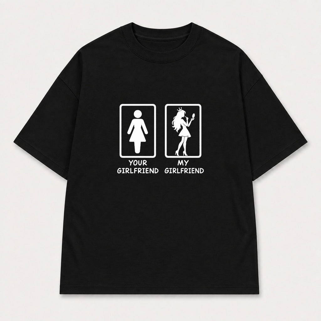 Áo Thun Your Girlfriend My Girlfriend – Chọn Sư Tử / Cô Gái | RIENGVN — Đen — Cô gái
