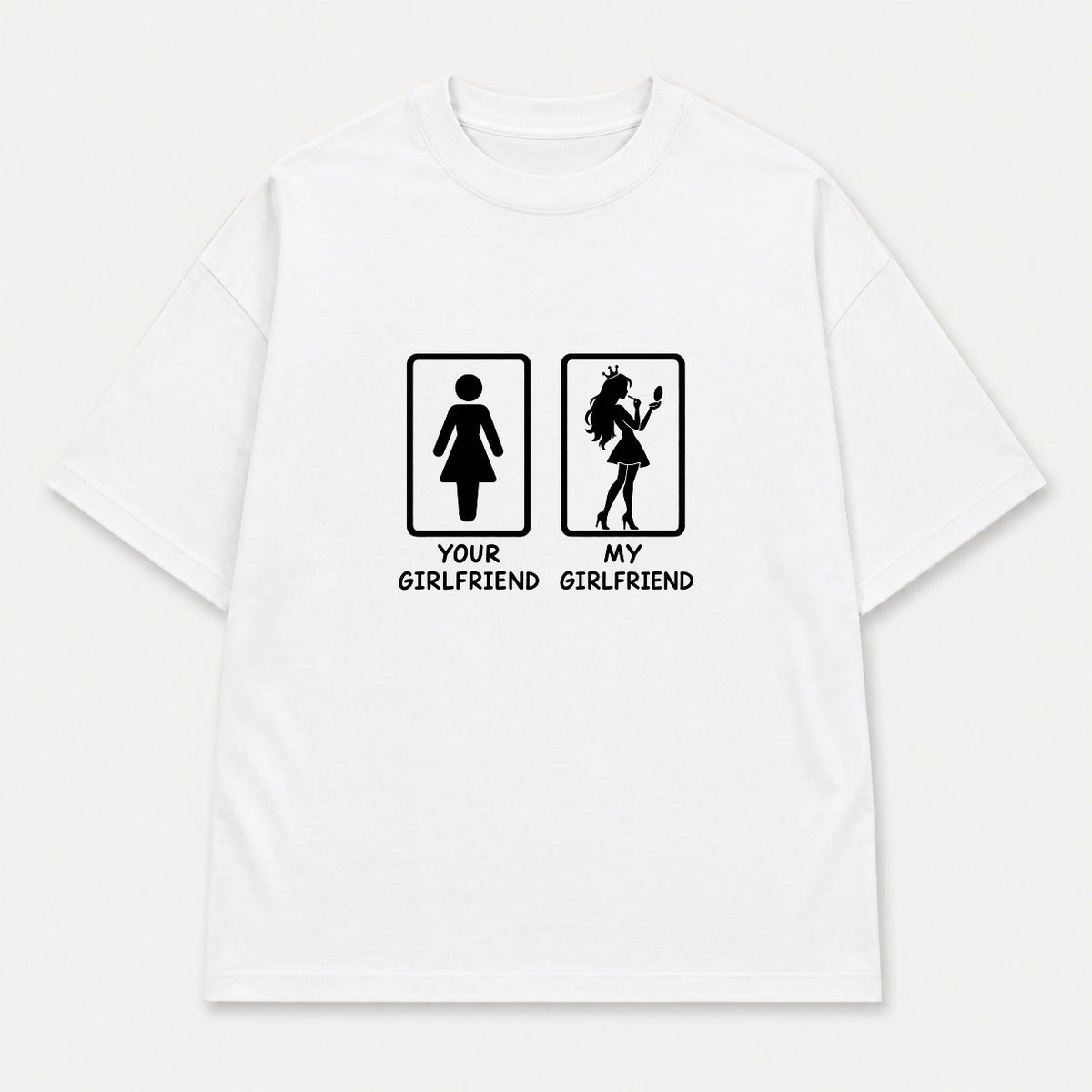 Áo Thun Your Girlfriend My Girlfriend – Chọn Sư Tử / Cô Gái | RIENGVN — Trắng — Cô gái