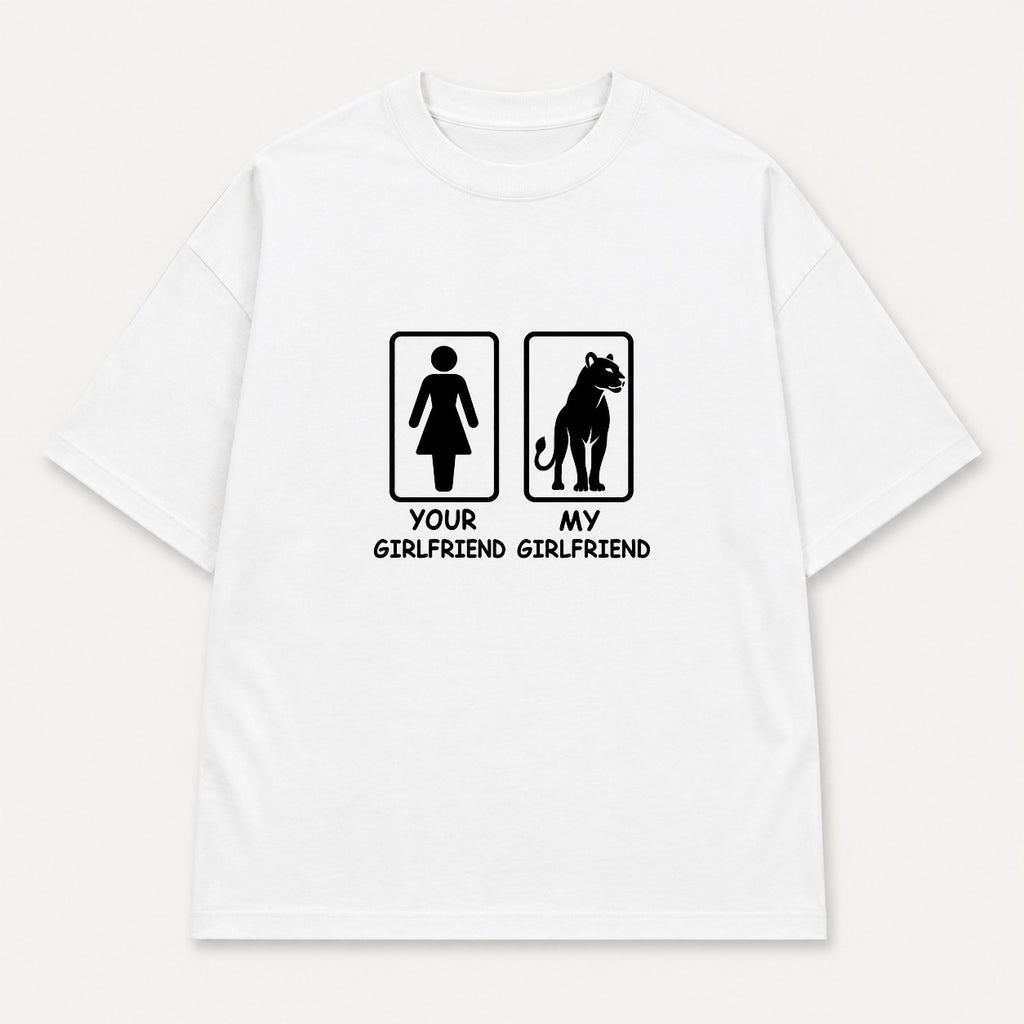 Áo Thun Your Girlfriend My Girlfriend – Chọn Sư Tử / Cô Gái | RIENGVN — Trắng — Sư tử
