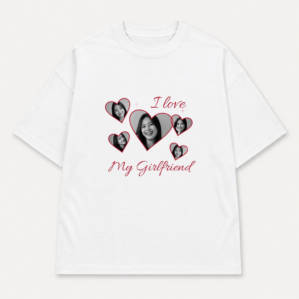 Áo thun I Love My Girlfriend – Cá Nhân Hóa | RIENGVN — Trắng — Thiết kế mặt trước