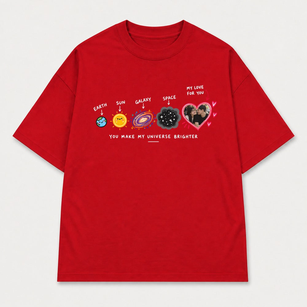 Áo Hoodie Custom Ảnh Trái Tim Vũ Trụ – You Make My Universe Brighter | RIENGVN
