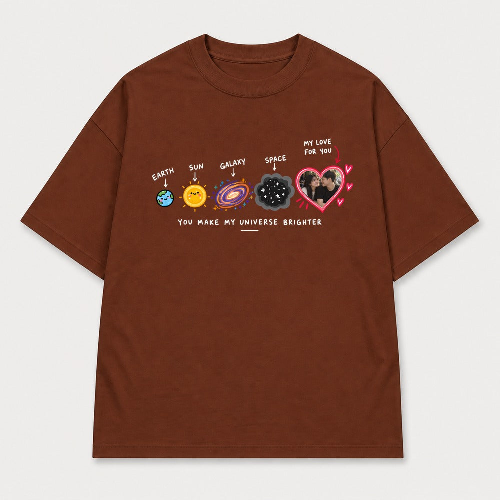 Áo Hoodie Custom Ảnh Trái Tim Vũ Trụ – You Make My Universe Brighter | RIENGVN