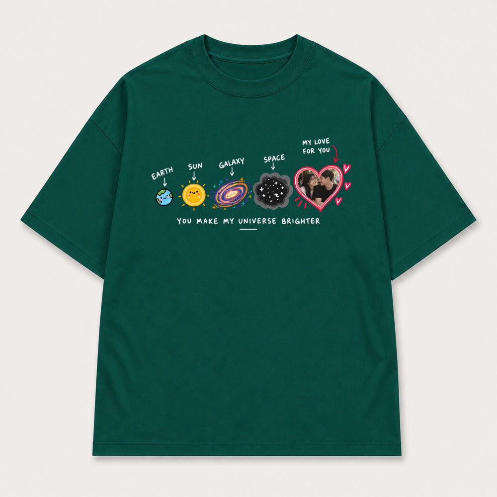 Áo Hoodie Custom Ảnh Trái Tim Vũ Trụ – You Make My Universe Brighter | RIENGVN